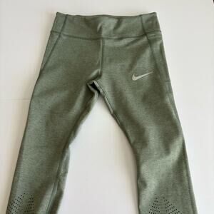 Nike Women's Capri Legging Pull On Solid Polyester Green Size‎ M Dri Fit Running